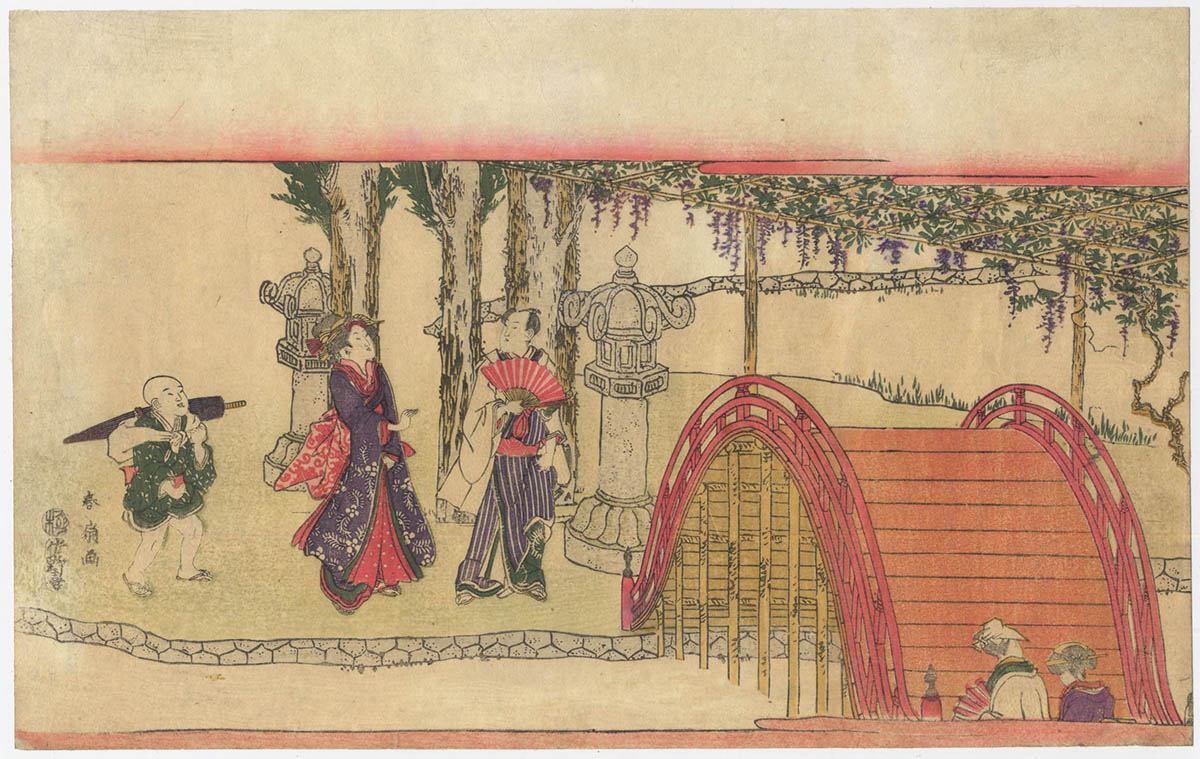 SHUNSEN. (1763 ca.-1830). Strolling at Kameido. (Sold)