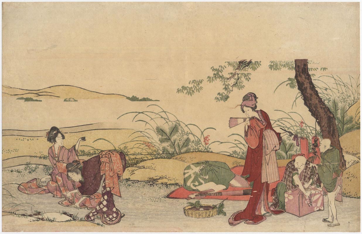 HOKUSAI (1760-1849). La raccolta dei funghi. (Venduto)