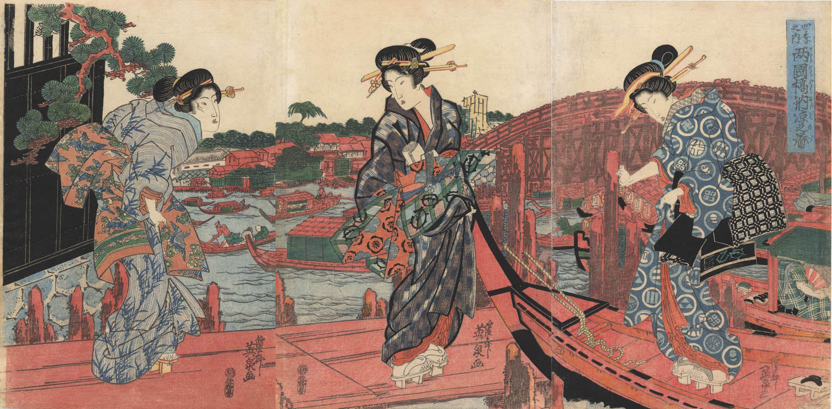 EISEN  (1790-1848). Bijin at Ryōgoku. (Sold)