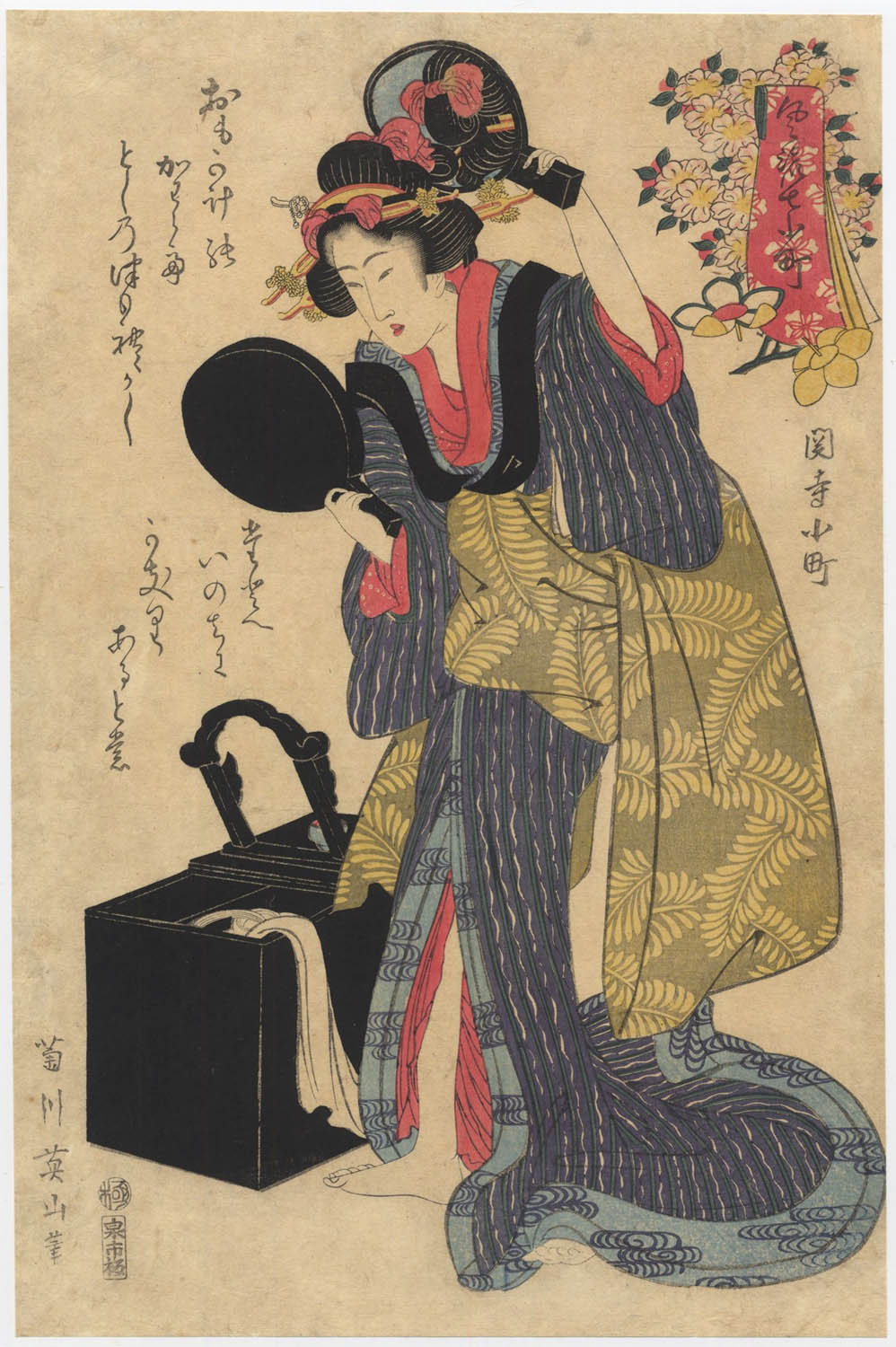 EIZAN (1787-1867) Holding two mirrors EIZAN (1787-1867) Holding two mirrors