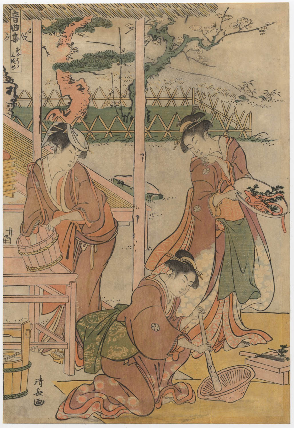 KIYONAGA (1752-1815). Three women. (Sold)