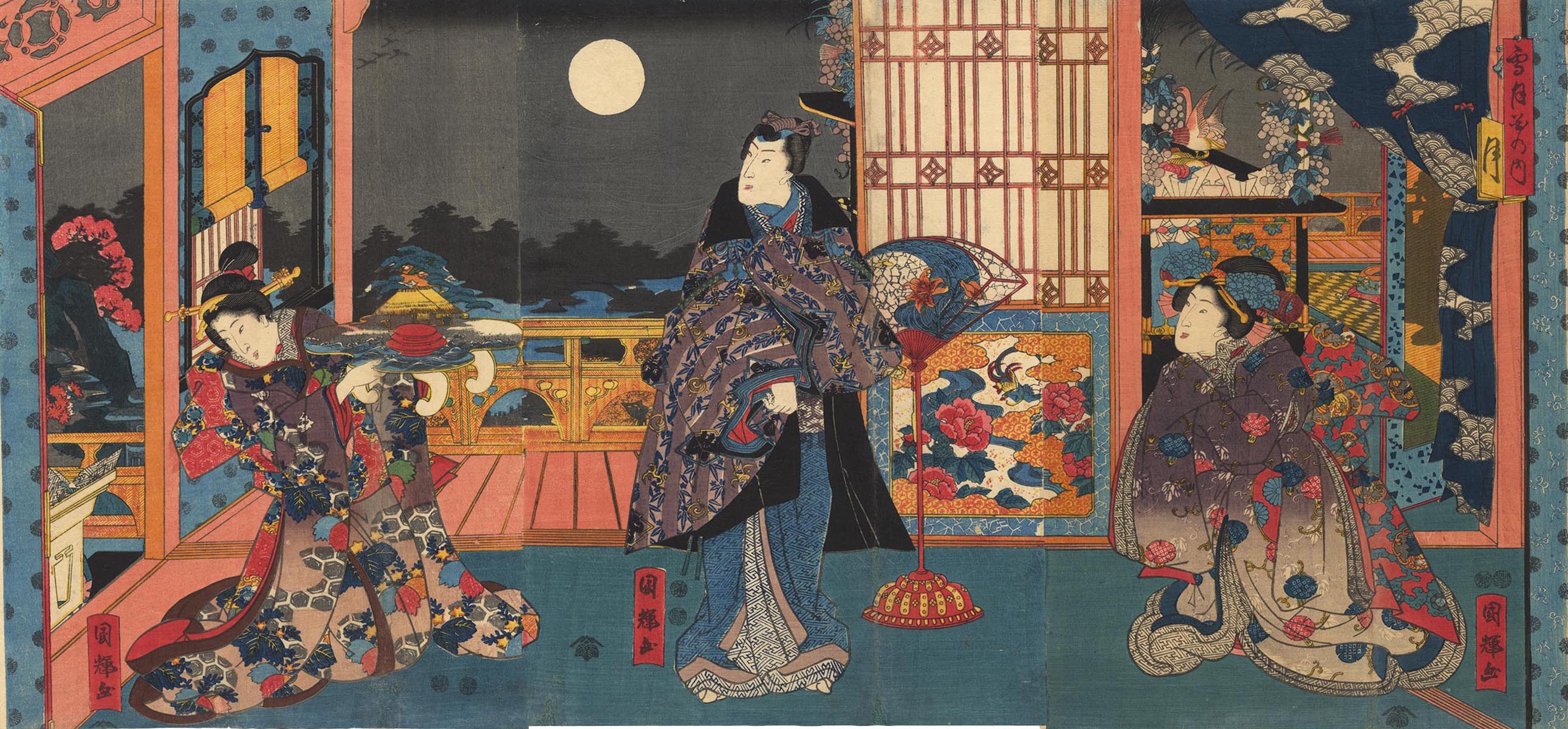 KUNITERU (fl. 1850 ca.) The Genji and the moon KUNITERU (fl. 1850 ca.) The Genji and the moon