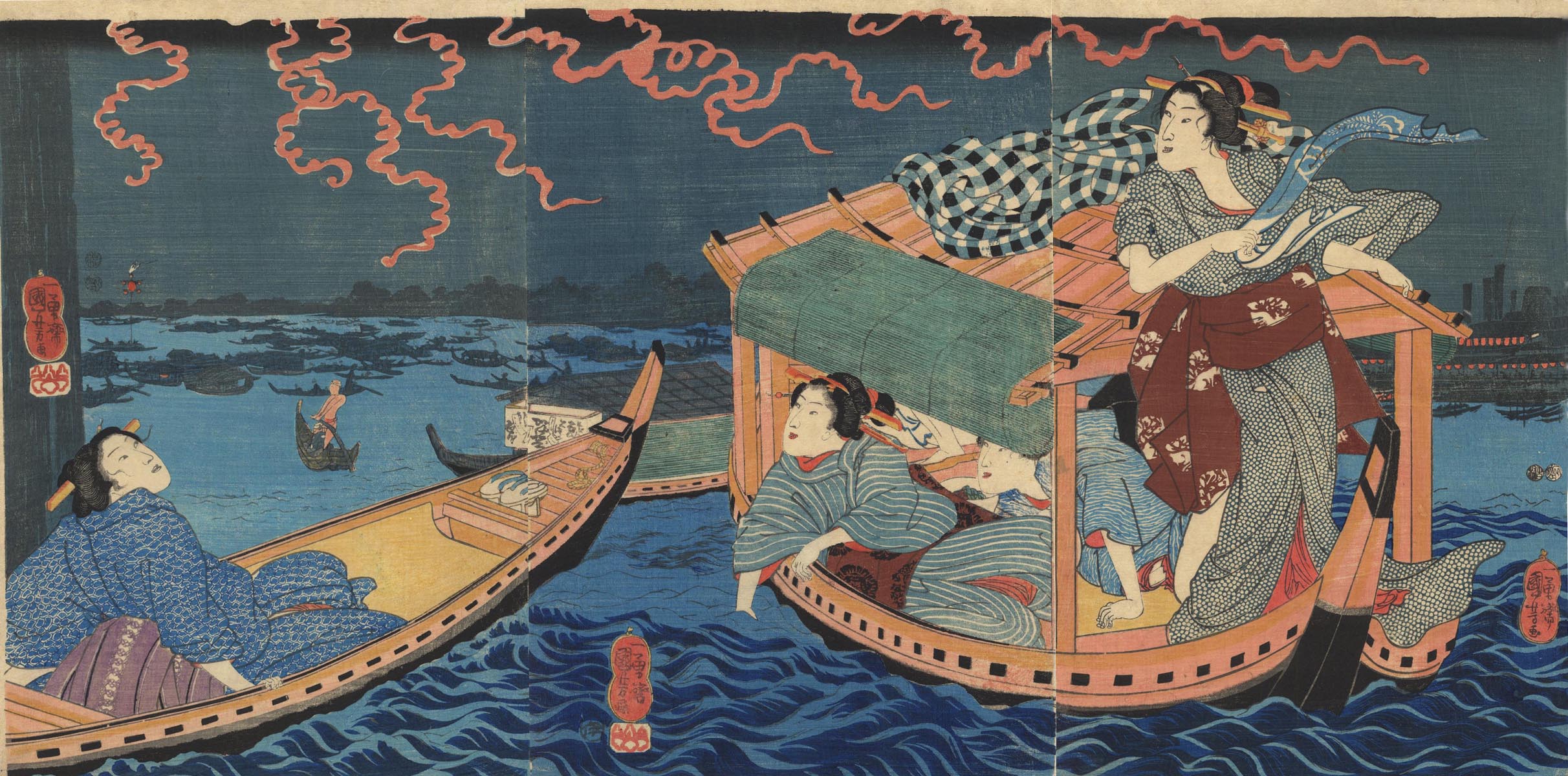KUNIYOSHI (1797-1861). Donne in barca KUNIYOSHI (1797-1861). Donne in barca