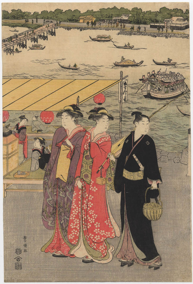 TOYOKUNI  (1769-1825). Along the Sumida. (Sold)