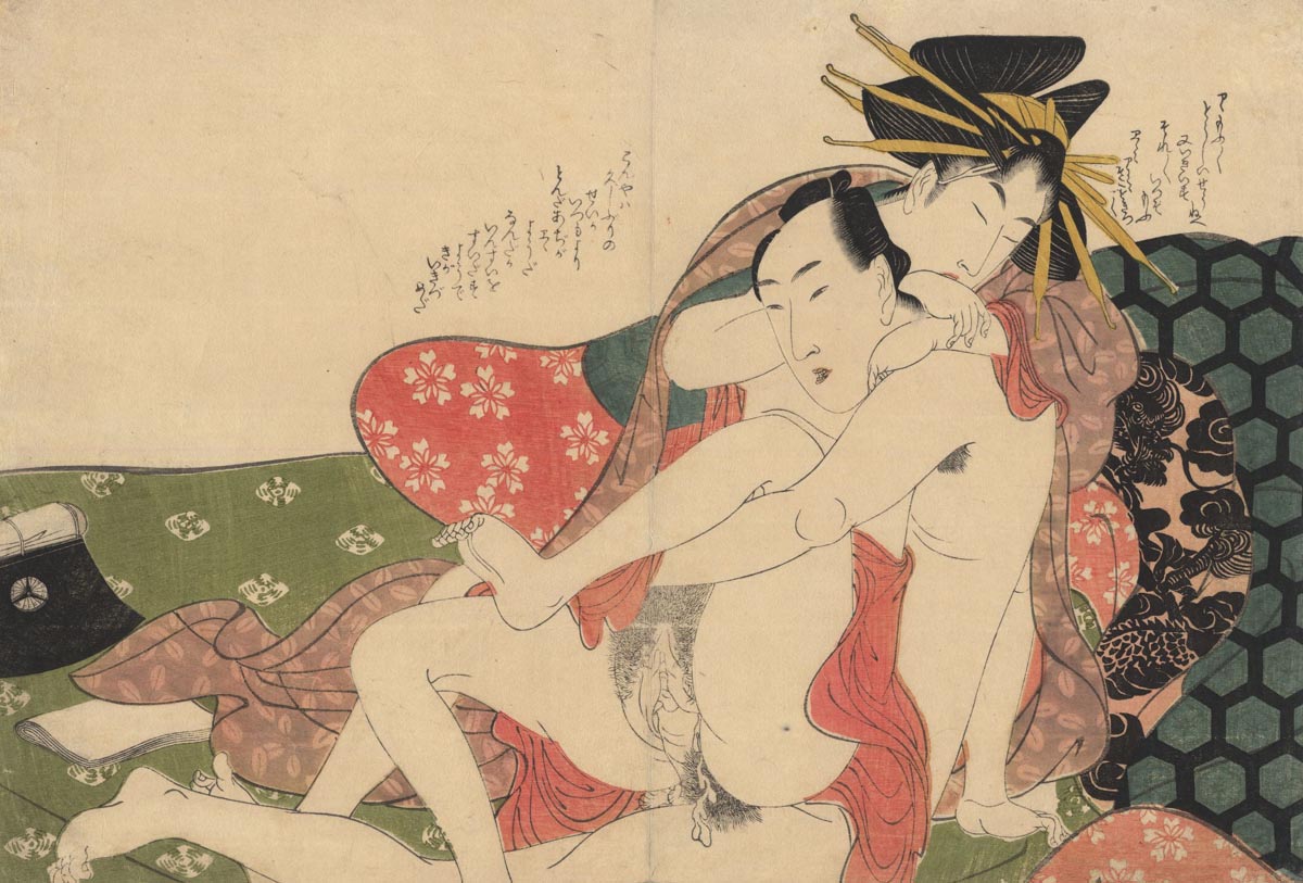 UTAMARO SCHOOL. Courtesan and lover UTAMARO SCHOOL. Courtesan and lover