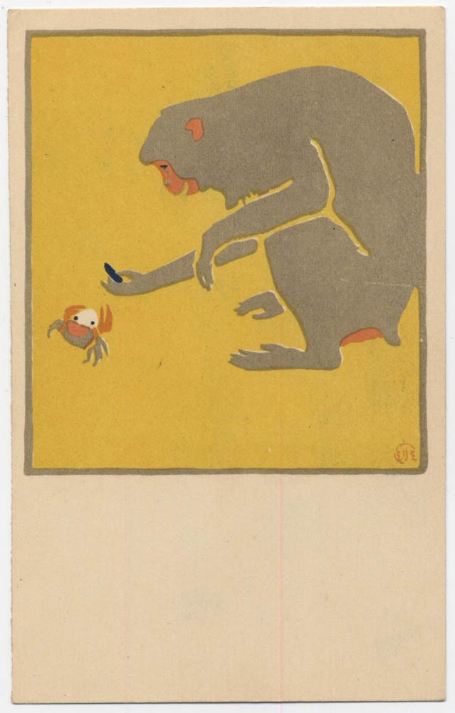 HISUI (1876-1965). Monkey and crab. (Sold)