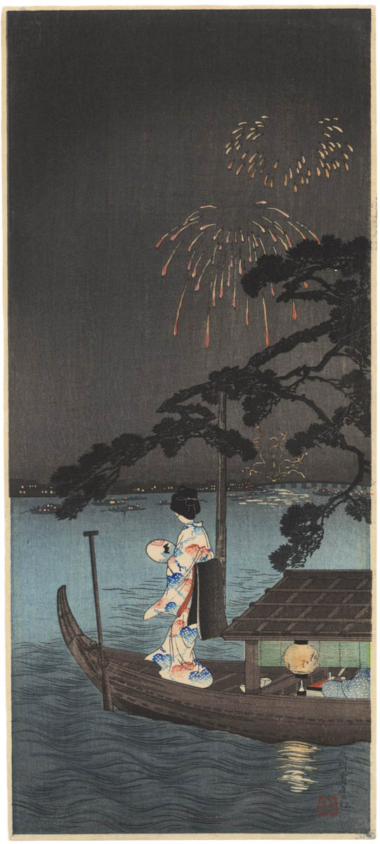 SHŌTEI (Hiroaki)  (1871-1945). Fire-works. (Sold)