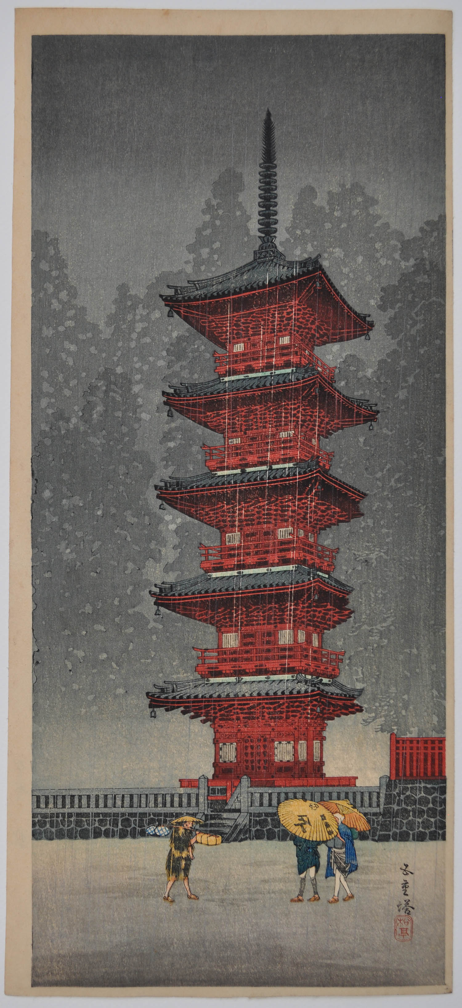 SHŌTEI (Hiroaki)  (1871-1945). Pagoda at Nikko