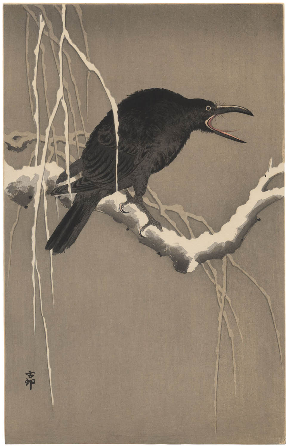 KOSON (1877-1945). Cawing crow KOSON (1877-1945). Cawing crow