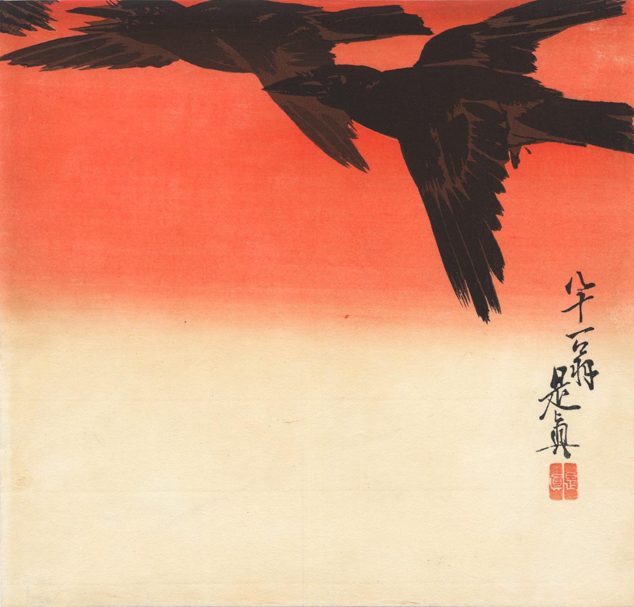 ZESHIN (1807-1891). Crows in flight ZESHIN (1807-1891). Crows in flight